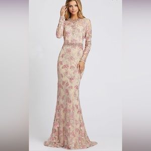 Evening Dresses by Mac Duggal 79281 nude rose evening gown is styled in beaded